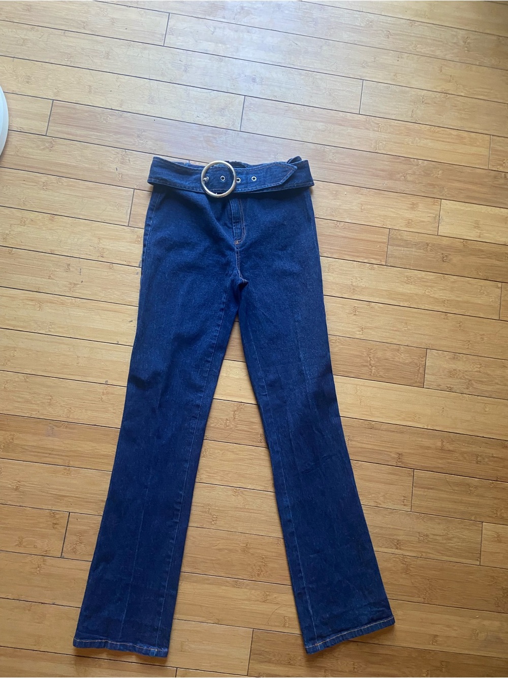 Laundry By Shelli Segal Dark Blue Flare Jeans with Belt